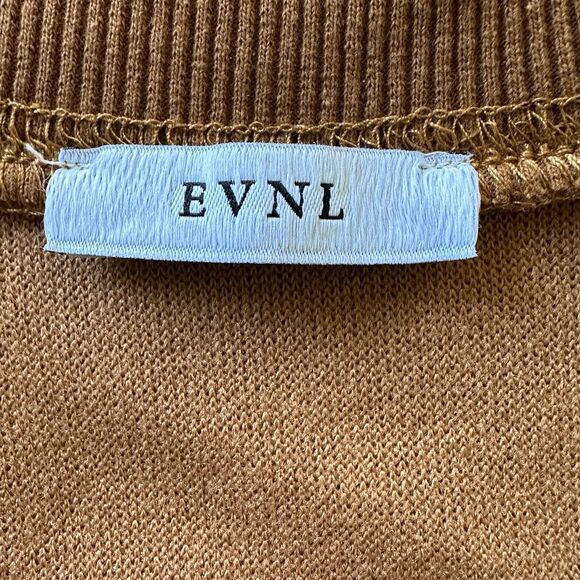 EVNL Puff Sleeves Backless High-Low Sweatshirt Dress Brown Size M - Picture 9 of 11